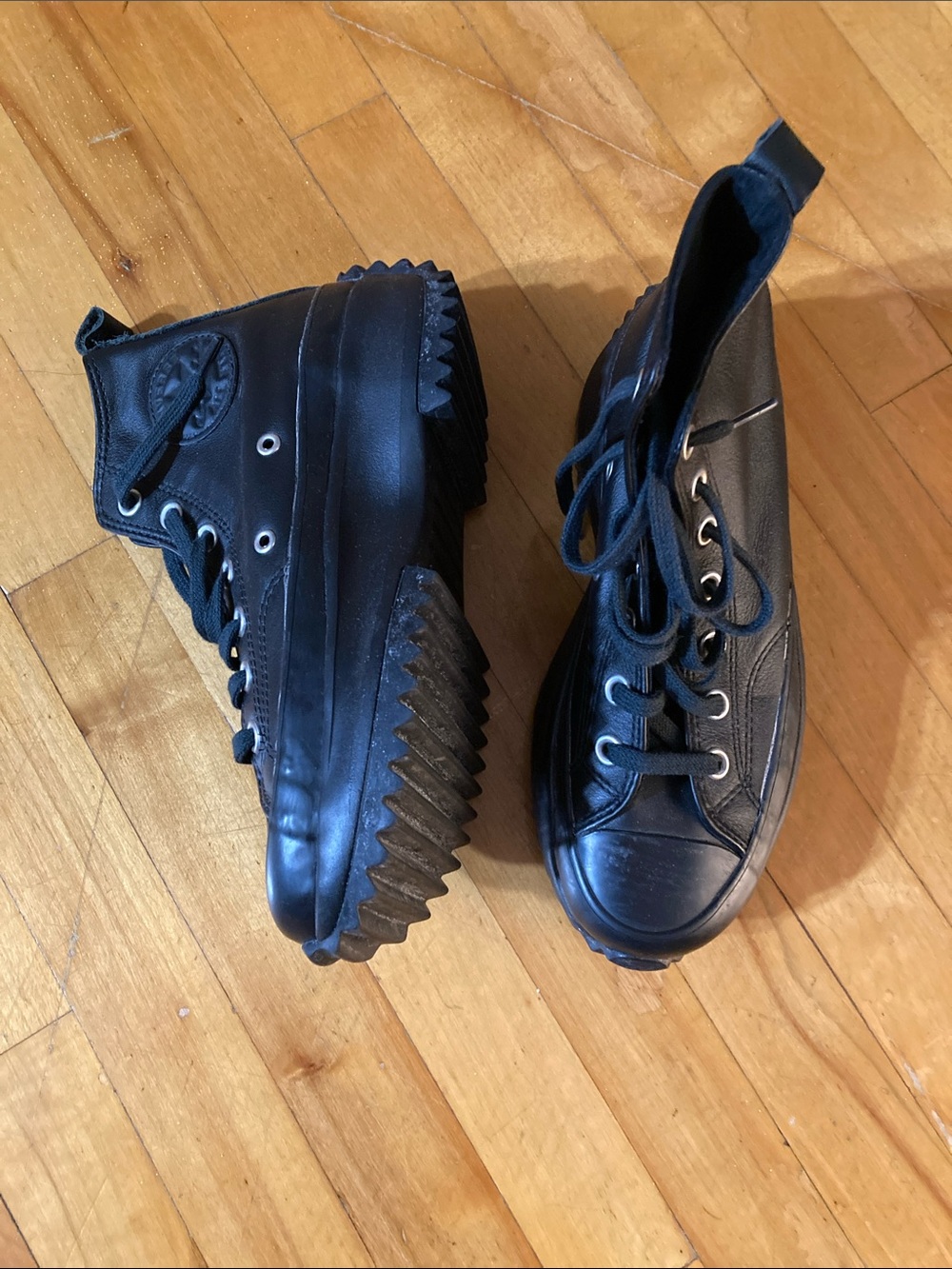 Converse Run Star Hike Hi Lugged Leather Boots Triple Black Unisex Sneaker Rare‎